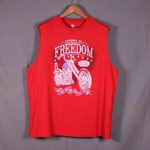 Men’s Red Freedom Rider Muscle Tank 1776 Patriotic Motorcycle Graphic